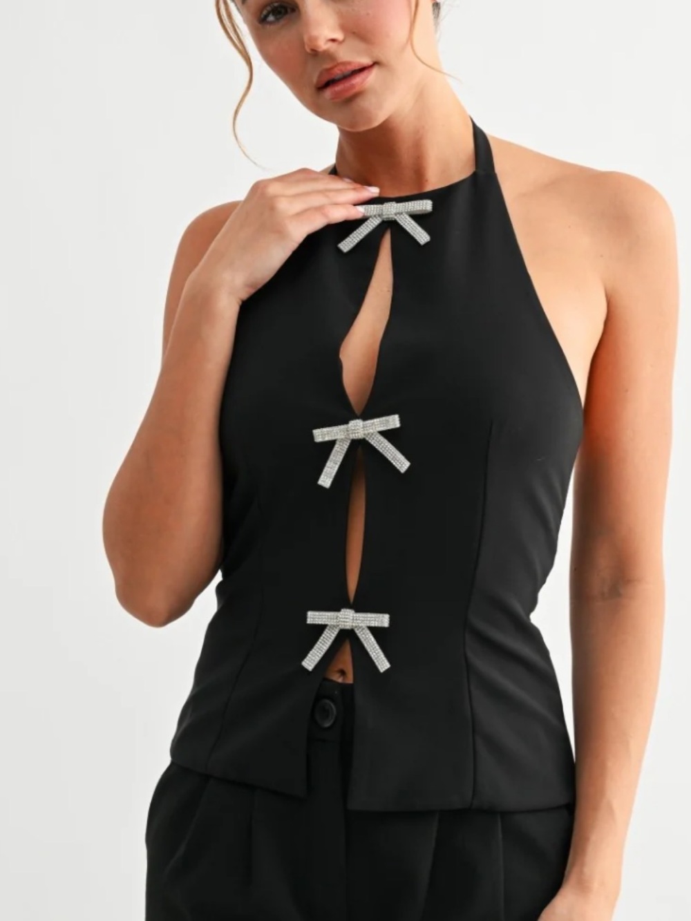Mable Rhinestone Bow Halter
